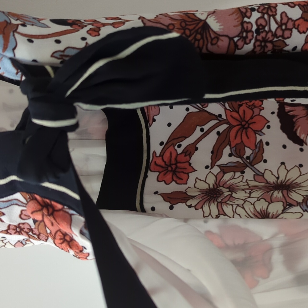 Anthropologie Maeve Polka Dot Floral Faux Wrap Dress - Picture 5 of 6